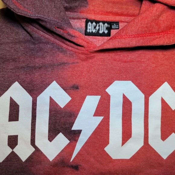 AC/DC Rock Dark/Light Red Split Dye Mens Hoodie Size Large New with Tags - Picture 3 of 3